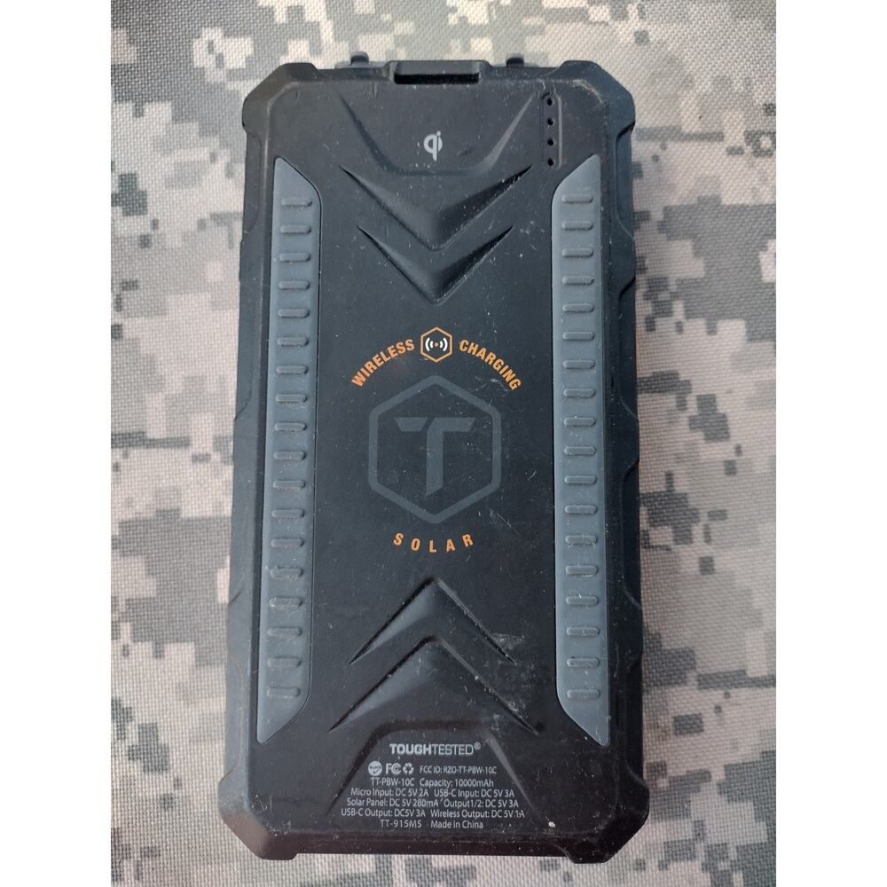 10,000 mAh Solar Power Bank with QI Wireless Charging, IP65 Waterproof Portab...
